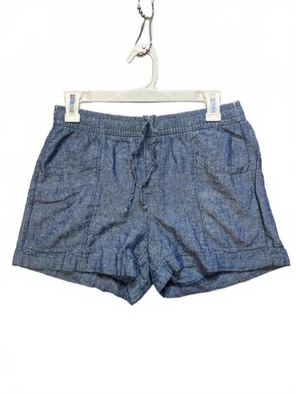 Old Navy Womens Blue Linen Blend High Rise Drawstring Shorts Size XS Pockets